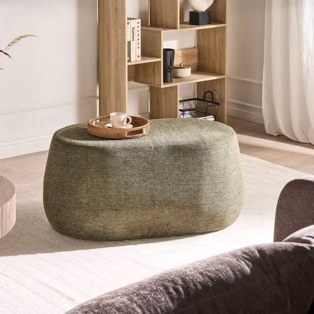 Wyld and Coco Living Dark Green Upholstered Accent Bench with Solid Wood Base – 1
