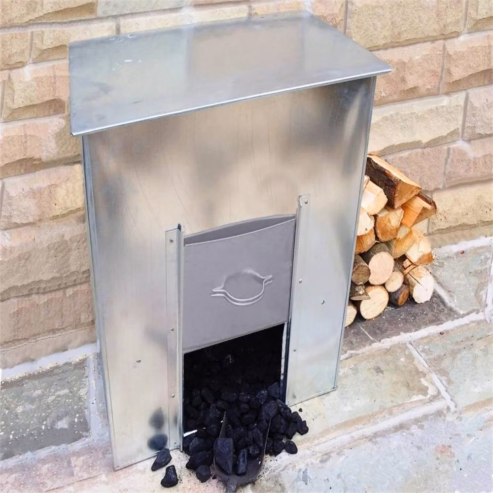 VOGREX 3cwt Galvanised Steel Coal Bunker in Silver – 3