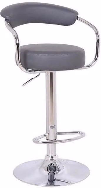 netfurniture Lazio Height Adjustable Swivel Bar Stool with Arms in Grey Synthetic Leather