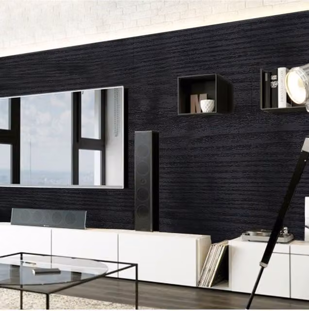 Living and Home Waterproof Self-adhesive Wallpaper Wall Sticker, Black, W: 60 cm, H: 200 cm – 1