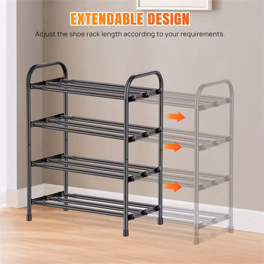 EONLION 4-tier Extendable Metal Shoe Rack Stand in Black, W: 50 cm – 3