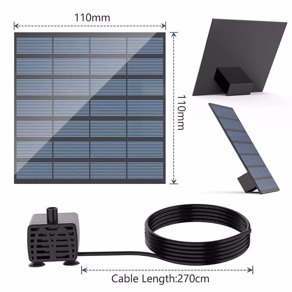 KORVIXA Black Solar Garden Water Panel Fountain Pump, 100 cm – 2
