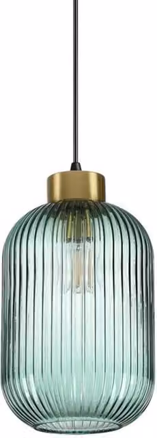 Ideal Lux Mint-1 Modern Dome Ceiling Pendant Lamp with Green Glass and Gold/Brass Metal Finish