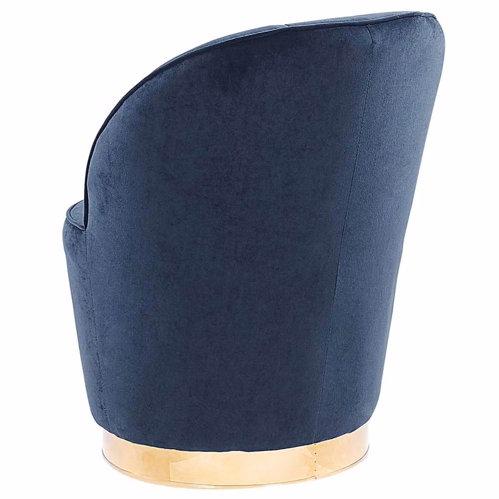 Wyld and Coco Dark Blue Velvet Tub Armchair with Gold Metal Base – 4