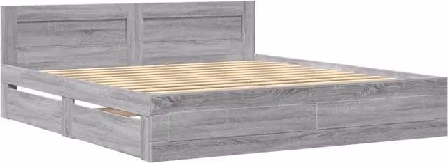 Berkfield Home Durable Bed Frame with Headboard and Drawers, Grey Sonoma, W/D/H: 200 x 69 x 203 cm