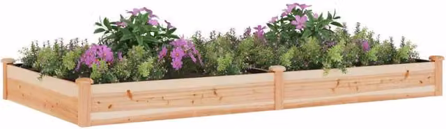 Berkfield Home Garden Raised Bed with Liner in Light Brown Solid Wood, W: 240 cm, D: 120 cm, H: 25 cm