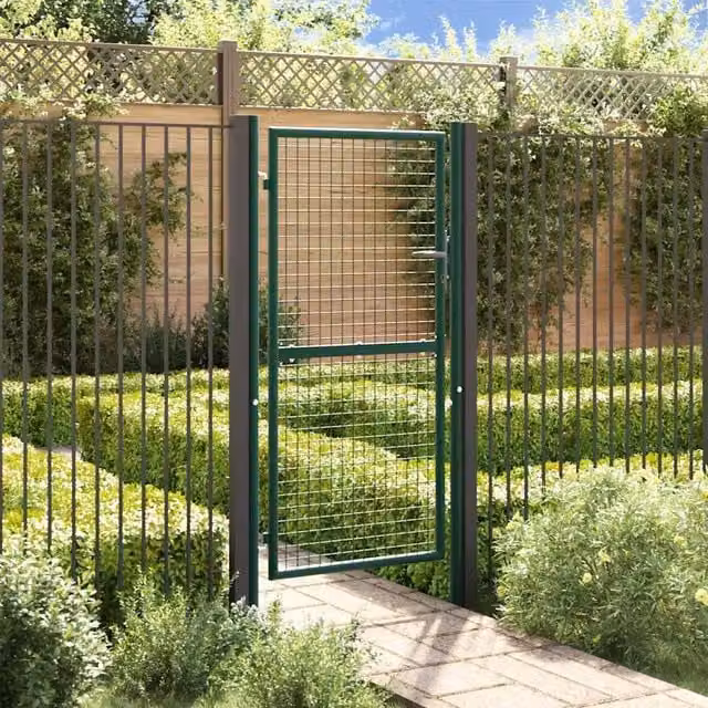 Berkfield Home Green Steel Swing Fence Gate W: 100 cm, H: 175 cm – 1