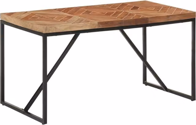 Berkfield Home Rectangular Dining Table in Brown Acacia and Mango Wood, W/D/H: 140 x 70 x 76 cm