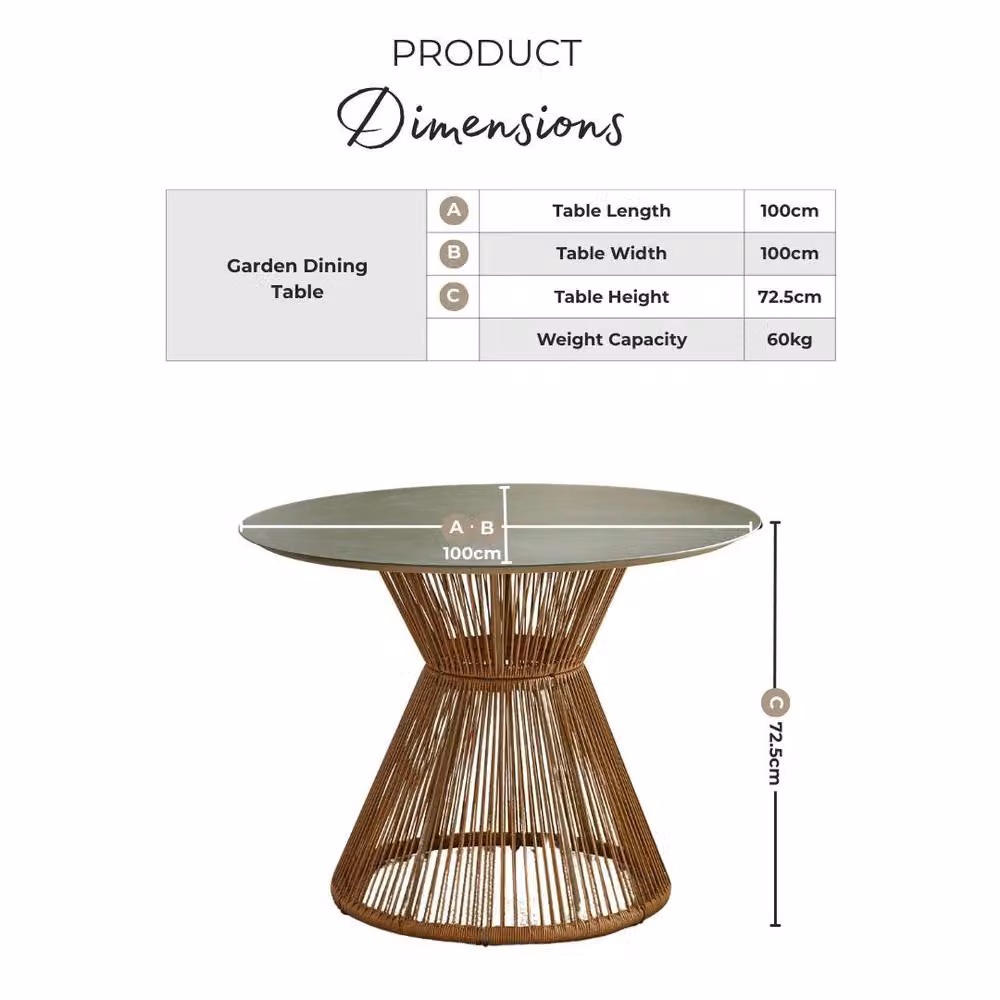 FurnitureboxUK Lanai Round Rattan Garden Dining Table with Glass Top in Black – 6
