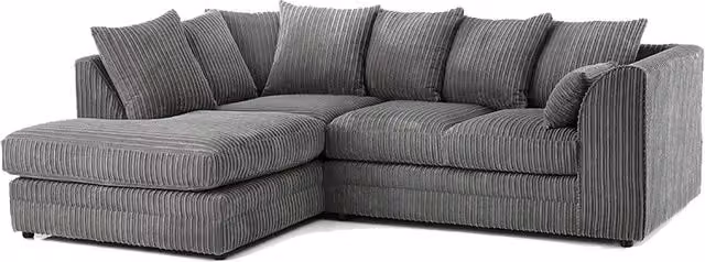 Bliss Furniture Men's Jumbo Cord Scatter Back 4-Seater Left Hand Facing Corner Sofa in Grey