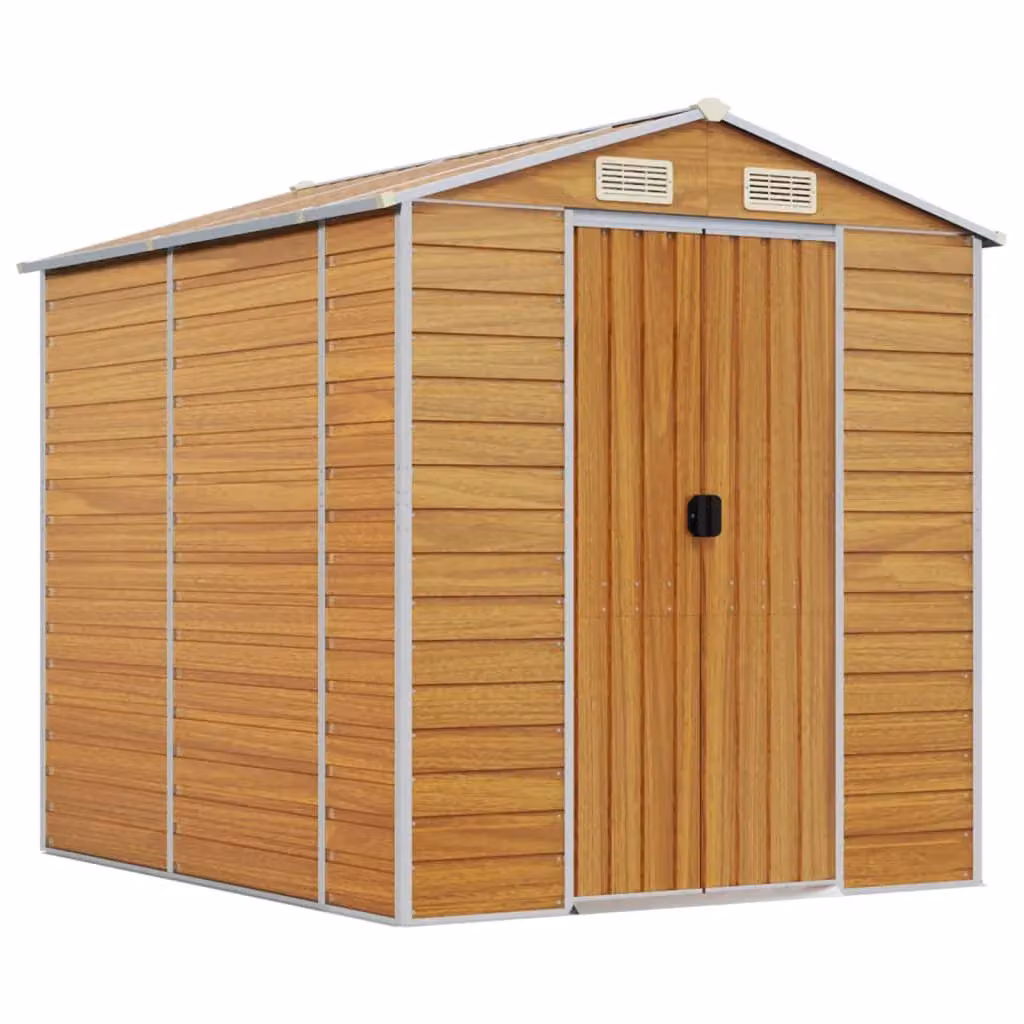 Berkfield Home Garden Shed in Light Brown, Galvanised Steel, W/D/H: 191 x 215 x 198 cm – 2