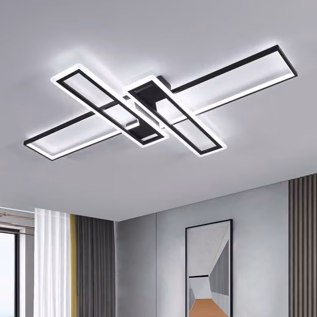 Pheashine Black Rectangular LED Ceiling Light, 65W, 6500K Cool White, Length: 120 cm – 1