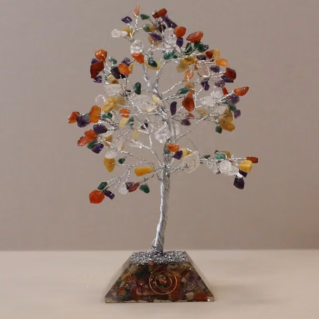 KDMD Gemstone Tree with Organite Base, Multicolour Tabletop Decor