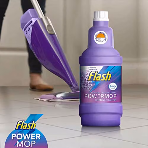 Flash Power Mop Liquid Lavender Refill 1.25L and Flash Power Spray Mop Floor Cleaner Liquid Lavender 4x1.25L – 3