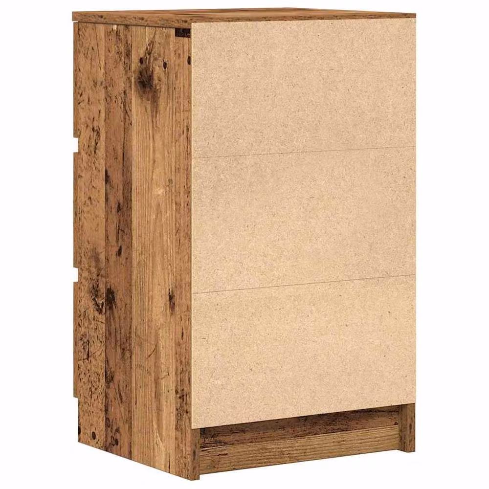 Berkfield Home Set of 2 Durable Bedside Cabinets with 3 Drawers in Brown Old Wood, W/D/H: 39 x 35 x 65 cm – 6
