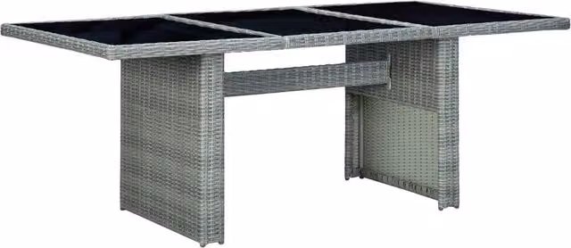 Berkfield Home Garden Table in Light Grey Poly Rattan and Tempered Glass – 1