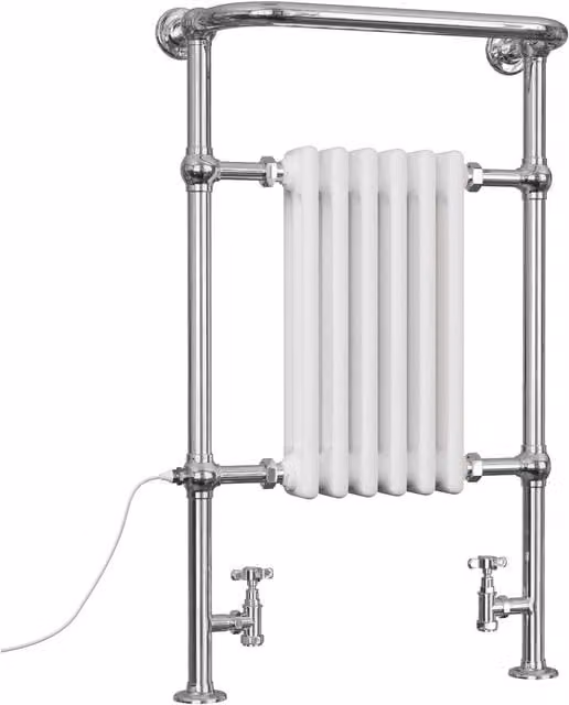 UK Radiators Arundel Traditional Dual Fuel Column Heated Towel Rail, White, H 96.3 cm x W 58.3 cm – 1
