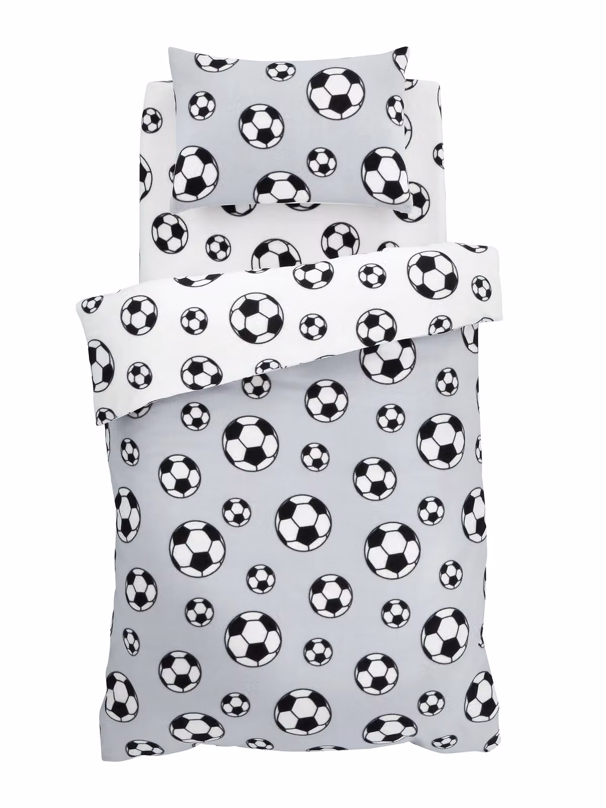 Catherine Lansfield Football Fleece Duvet Cover Set in Grey, Single (90 x 200 cm) – 3