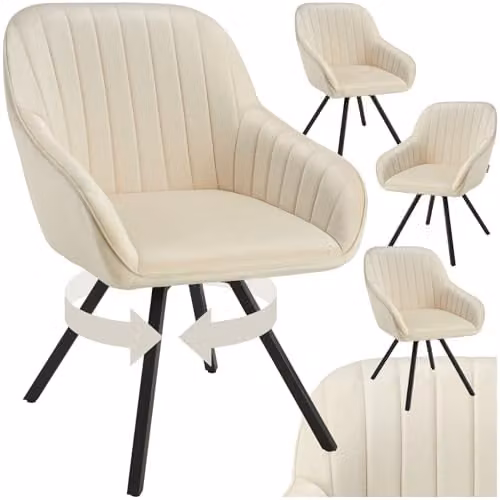 tectake Set of 4 Modern Armchairs in Beige – 1