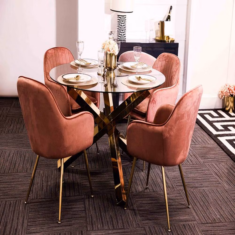Lemon Pavilion Furniture Lara Dining Chair in Vintage Pink Velvet with Gold Legs – 3