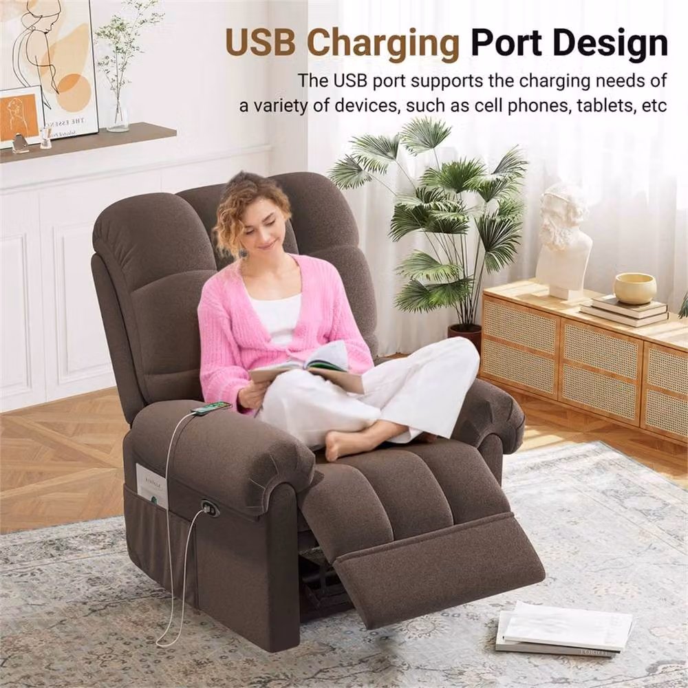 PAWNORA Rise Recline Electric Power Recliner in Brown Fabric – 2