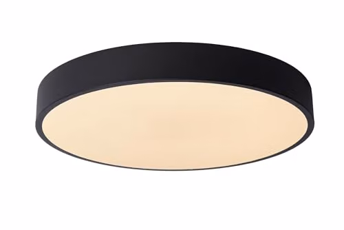 Lucide UNAR Dimmable LED Flush Ceiling Light, Black, Diameter: 39.5 cm