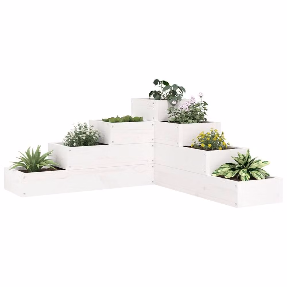 Berkfield Home Beautiful Garden Planter 4-Tier White Solid Wood Pine W/D/H: 80.5 x 79 x 36 cm – 2