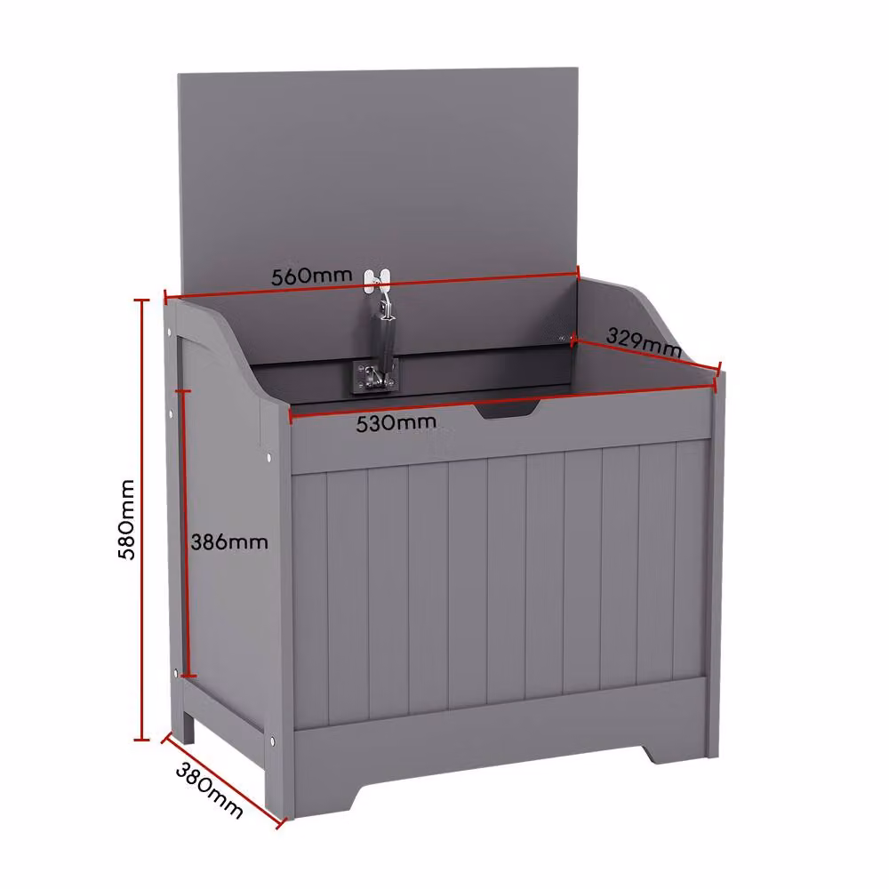 HD Designs Priano Dual-purpose Bathroom Laundry Storage Chest in Dark Grey – 2