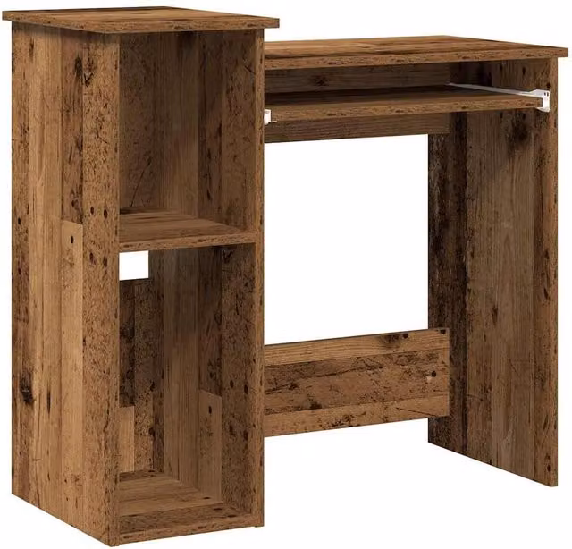 Berkfield Home Computer Desk with Shelves in Brown Old Wood, W/D/H: 84 x 40 x 78 cm – 1