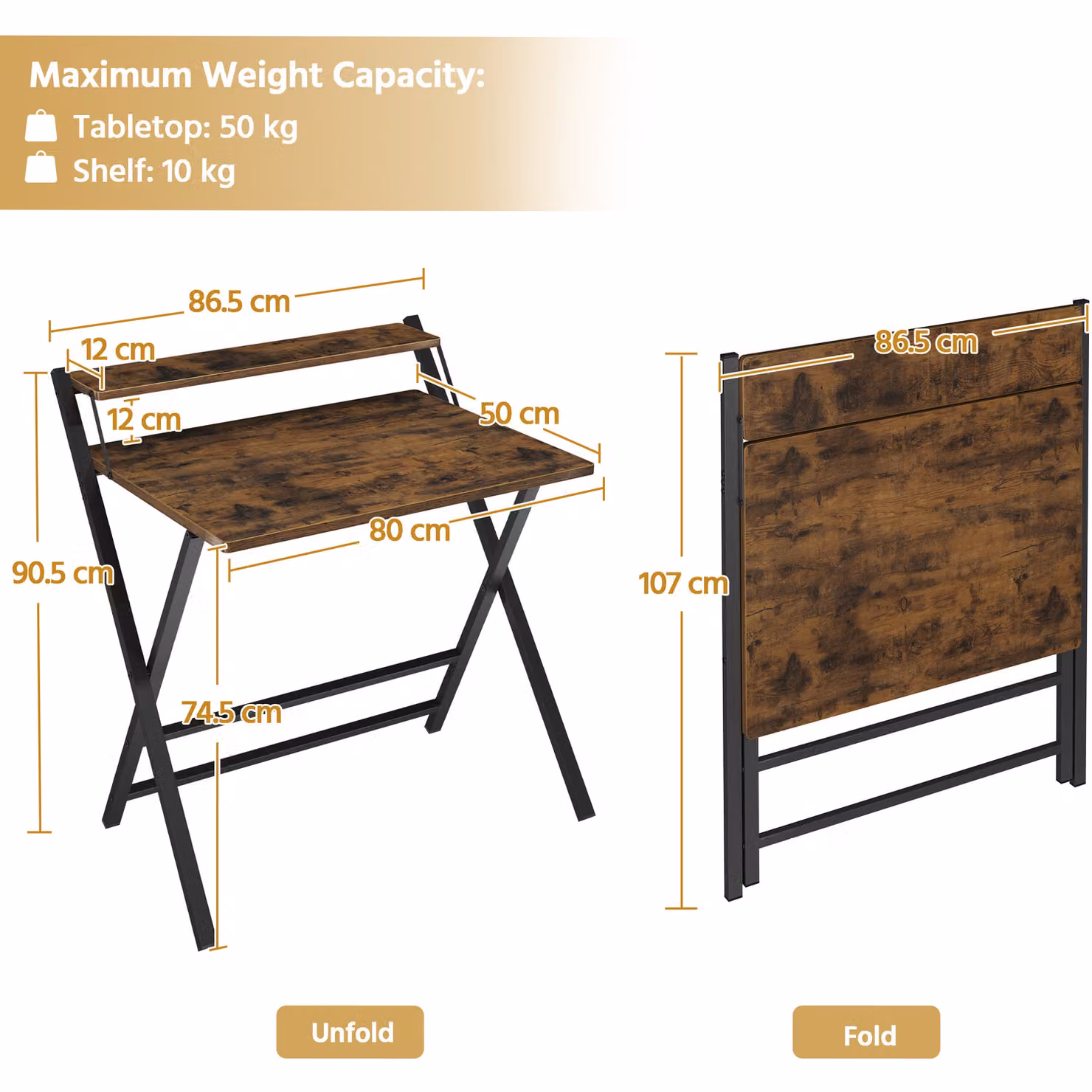 Yaheetech Foldable Computer and Laptop Desk in Brown – 2