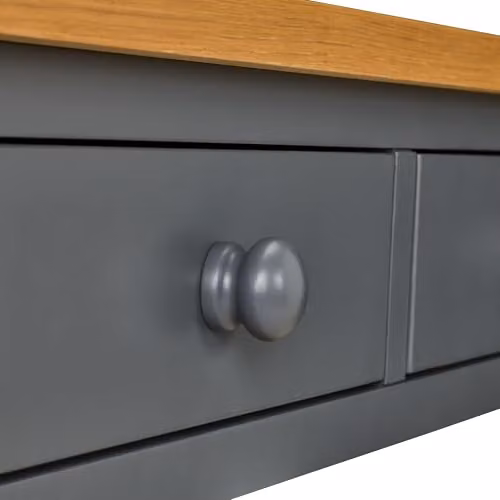 Ludlow Statement Furniture Console Table with Drawers and Oak Top in Slate Grey, W: 102 cm, H: 80 cm, D: 30.4 cm – 4