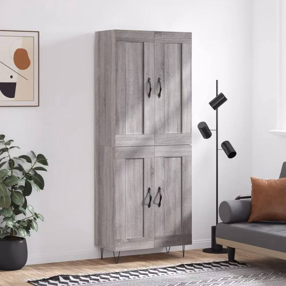 Berkfield Home Grey Sonoma Highboard in Engineered Wood, H 180 x W 69.5 x D 34 cm – 2