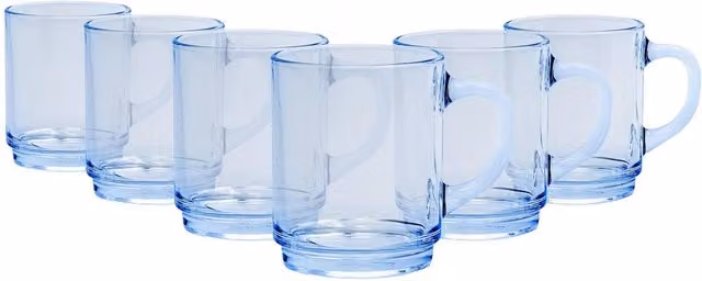 Duralex Blue Glass Coffee Mugs, 260 ml, Height: 10.5 cm