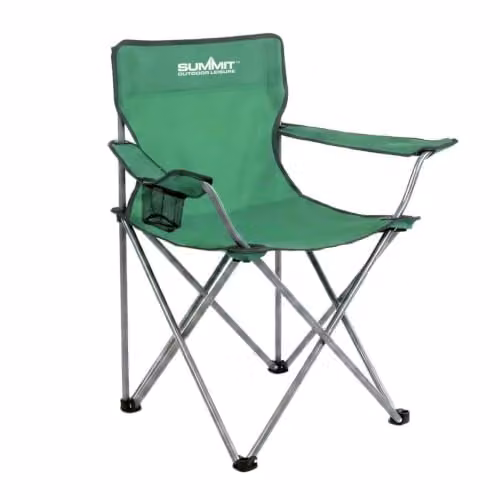 VFM e-Store Folding Camping Chair with Cup Holder and Carry Bag, Green, W: 51 cm, H: 81 cm – 1