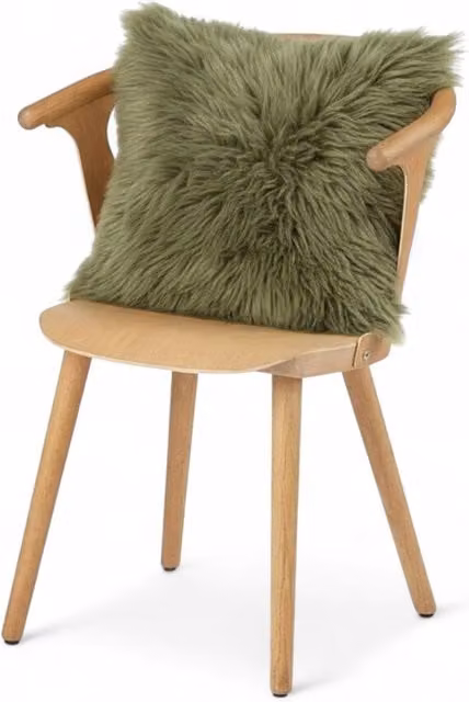 Infinity Leather Green Genuine Sheepskin Single Sided Wool Cushion, W/D/H: 40 x 40 x 40 cm