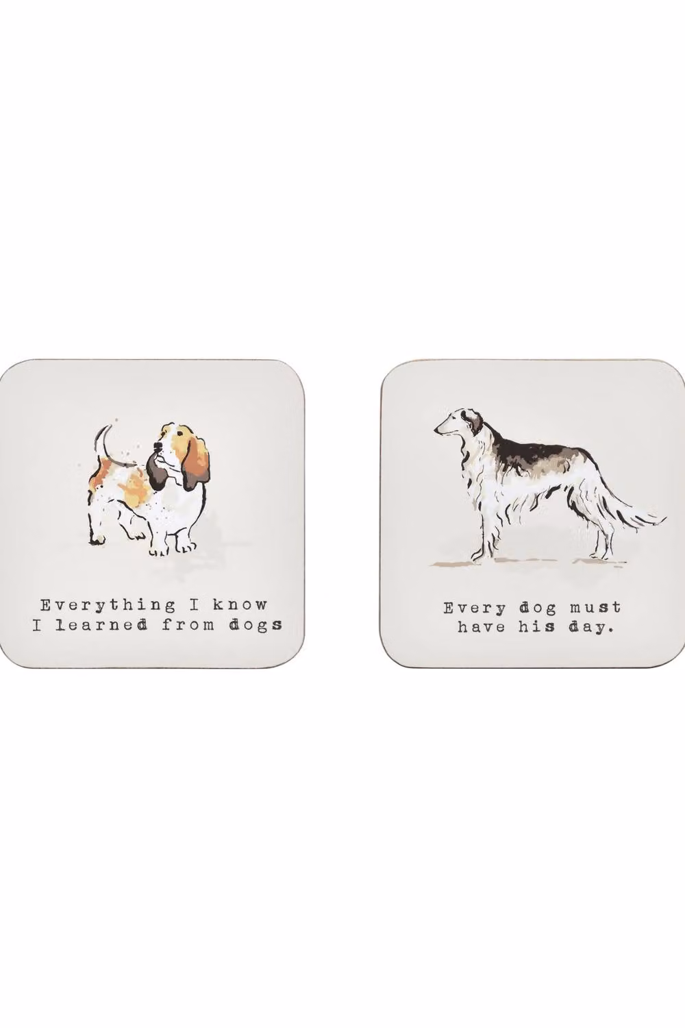 Ulster Weavers Country Dogs Absorbent MDF and Cork Coasters, Pack of 4, White/Brown/Beige – 2