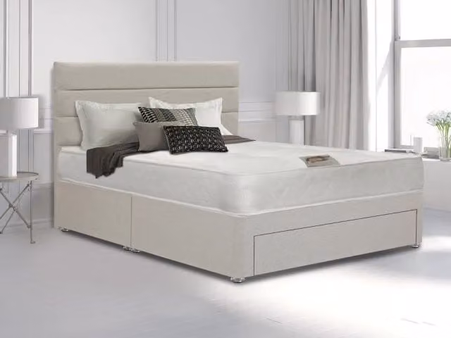 Deluxe Super Damask Orthopaedic Divan Bed with Drawers, Beige, W/D/H: 180 x 200 cm