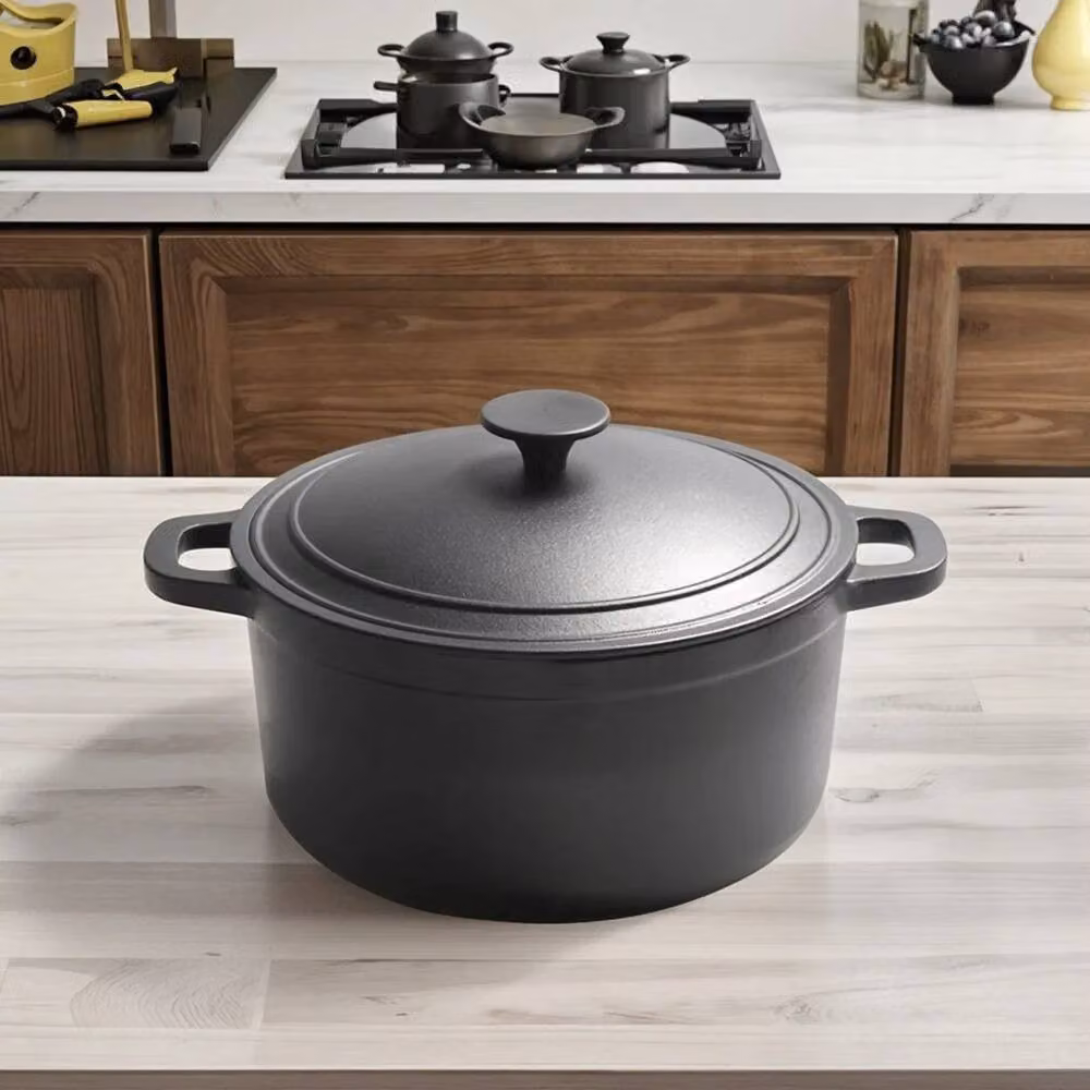 PAWNORA Black Uncoated Cast Iron Casserole Dish, W: 30 cm, H: 12 cm – 4