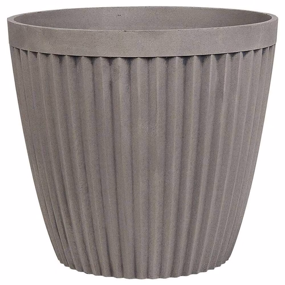 Wyld and Coco Taupe Round Fibre-Clay Planter, Grey, Diameter: 36 cm – 2