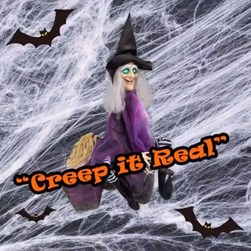 VFM e-Store Animated Kicking Leg Witch Halloween Light Decoration, Purple, Height: 90 cm – 5