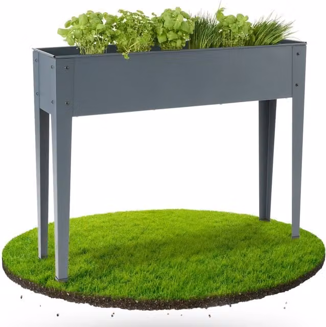 AREBOS Metal Raised Bed in Anthracite Grey for Herb, Vegetable and Ornamental Gardens
