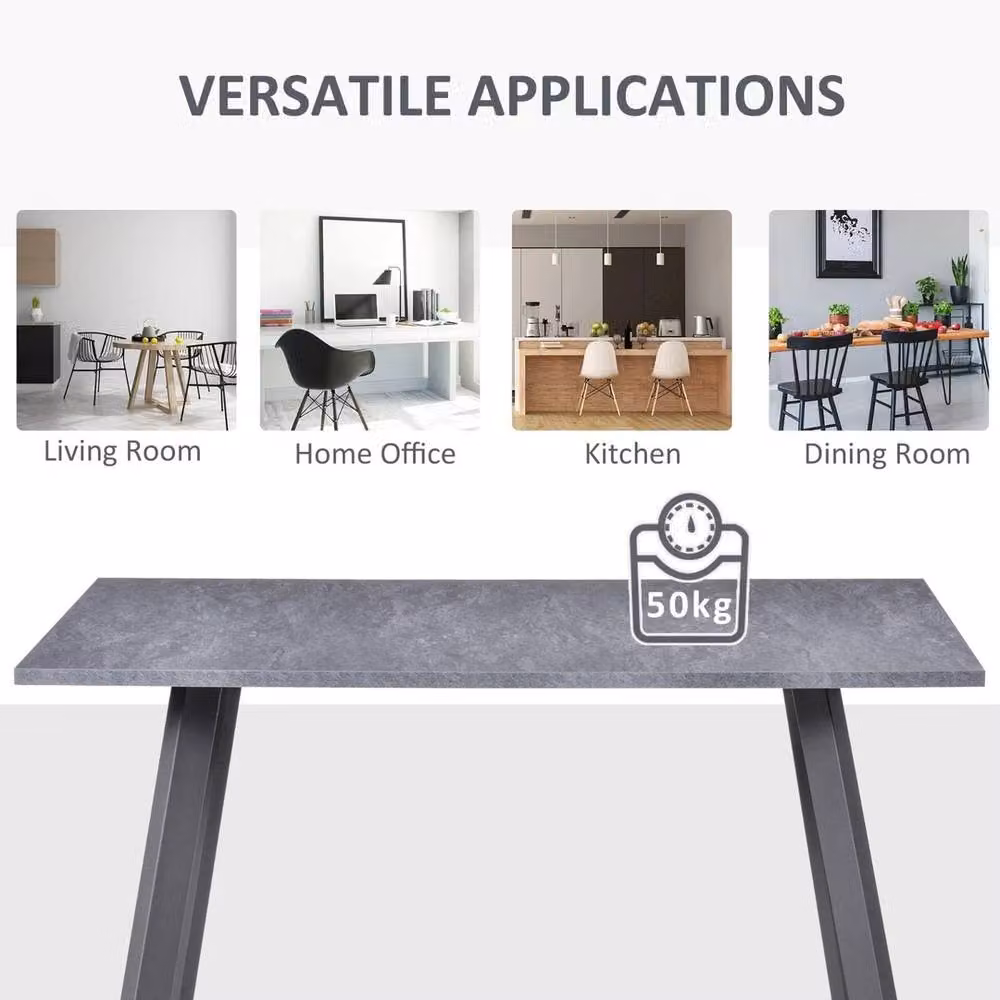 Kelvenix Modern Grey Rectangular Dining Room Table – 2
