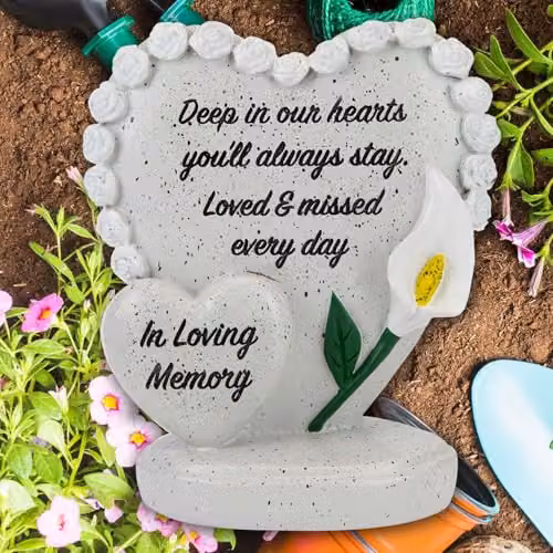 VFM e-Store Memorial Flower Pot Ornament in Grey, Resin, W/D/H: 15 x 15 x 13 cm – 5