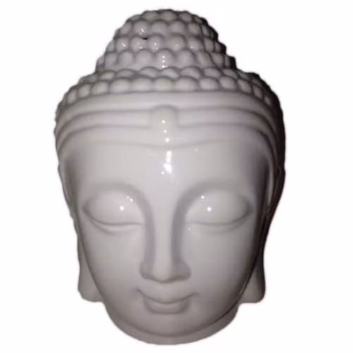 Ancient Wisdom KDMD Buddha Head Ceramic Tealight Oil Burner in White – 1
