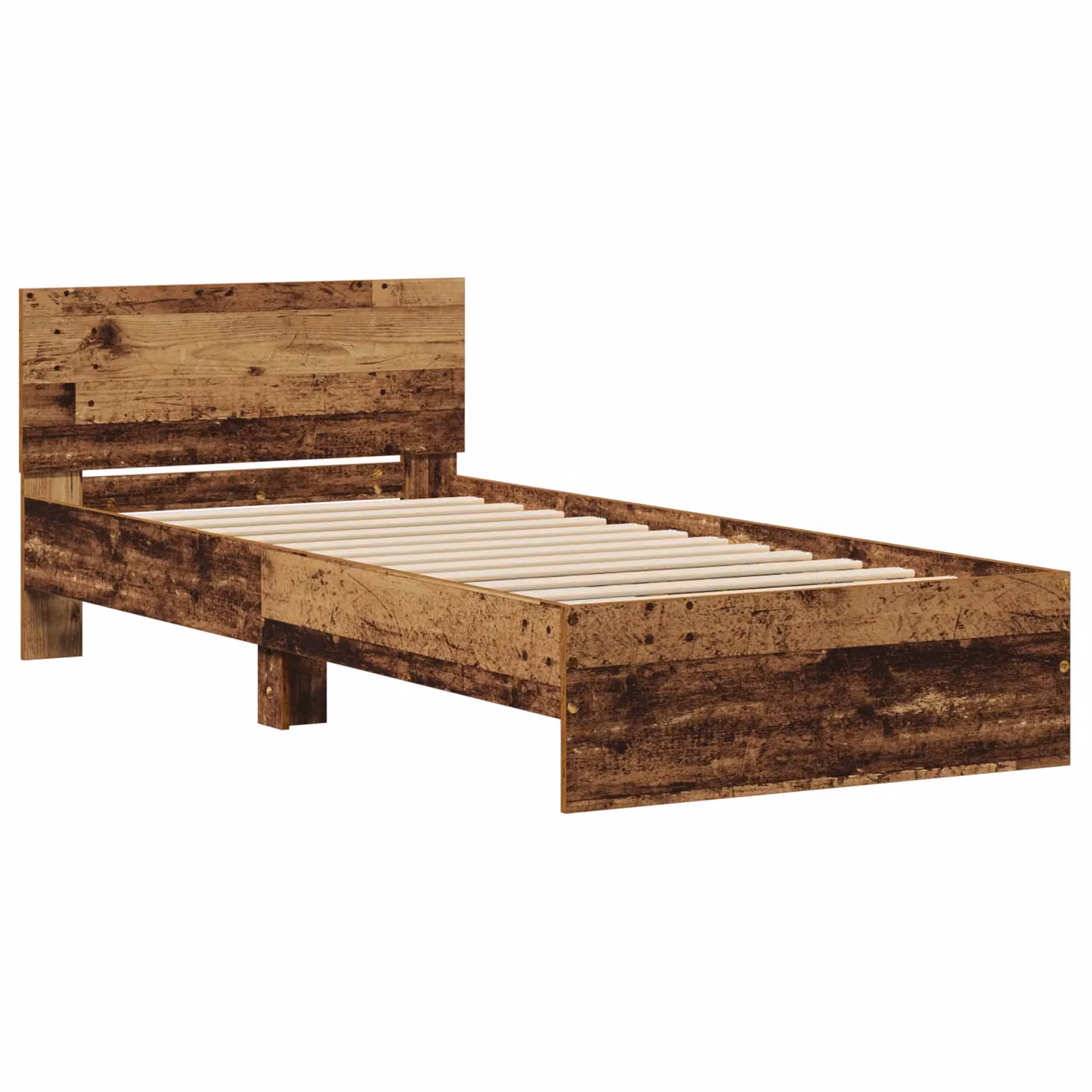 Berkfield Home Rustic Solid Wood Bed Frame with Headboard in Brown, W/D/H: 90 x 190 cm – 2