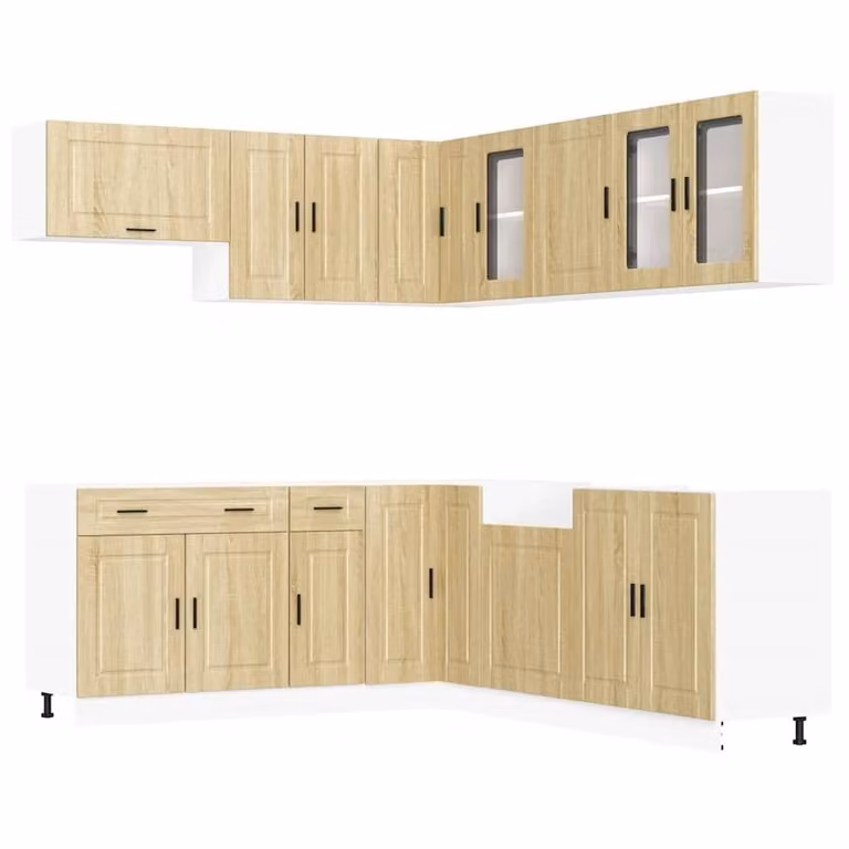 Berkfield Home 11 Piece Porto Sonoma Oak Kitchen Cabinet Set in Brown