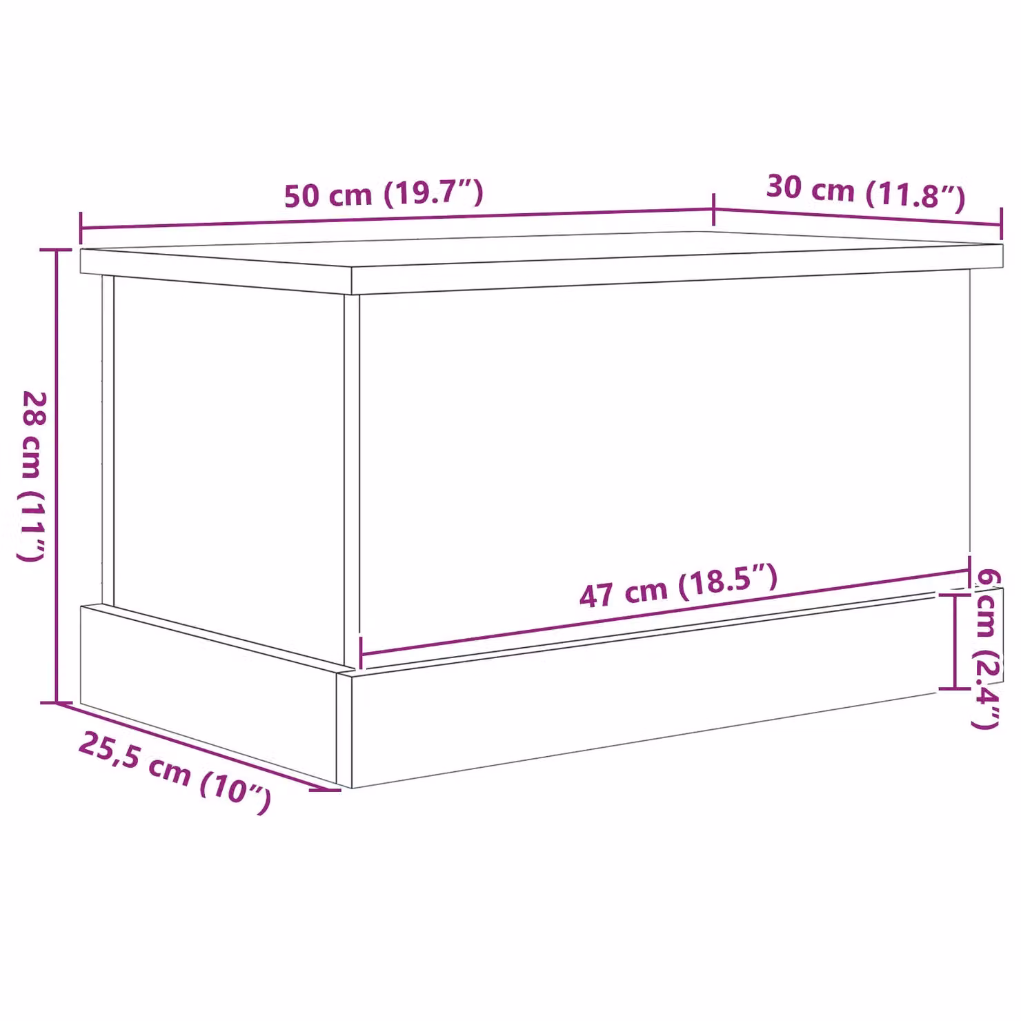 Berkfield Home Black Oak Storage Box W: 50 cm, D: 30 cm, H: 28 cm – 4