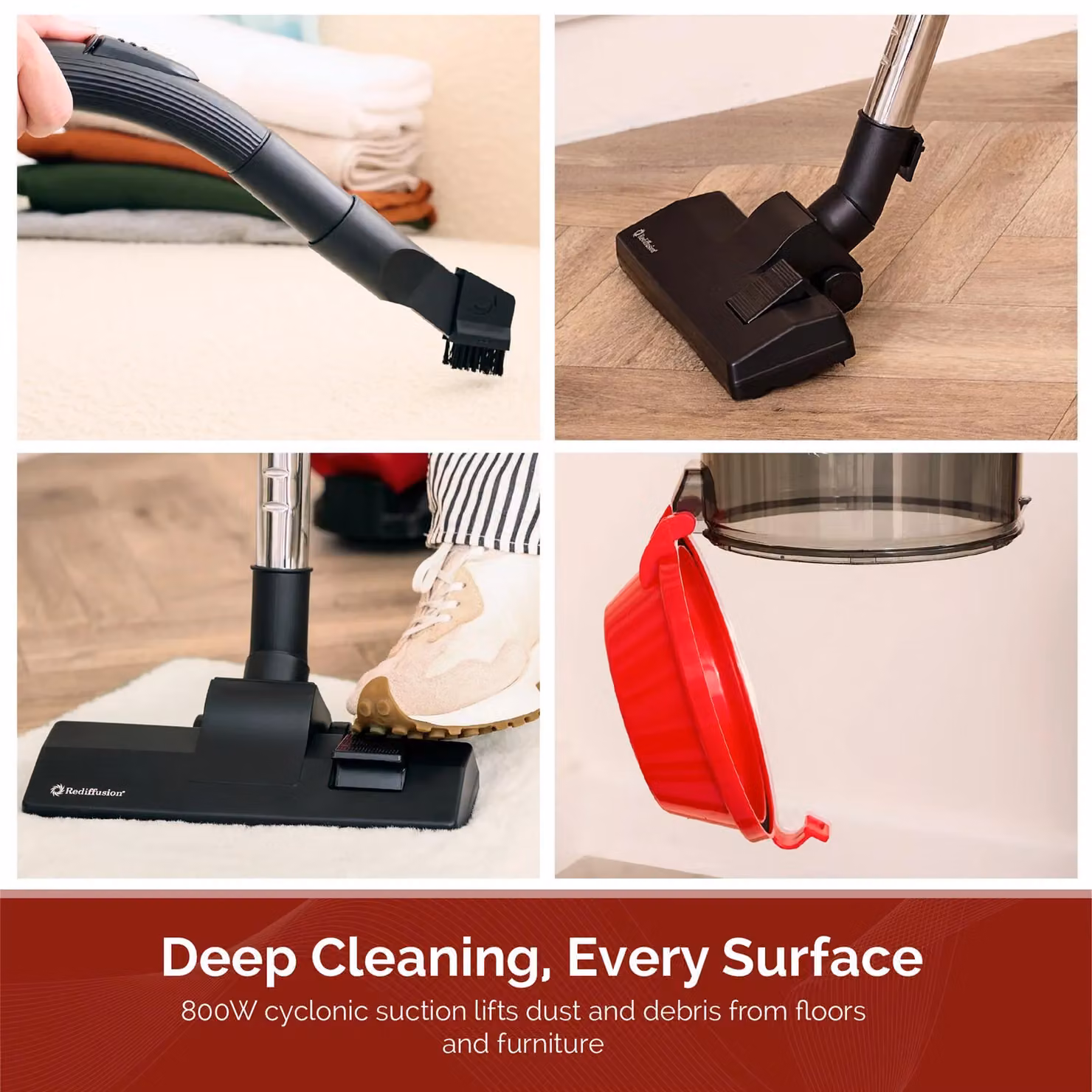 Rediffusion Multi Cyclonic Bagless HEPA Vacuum Cleaner in Red – 8