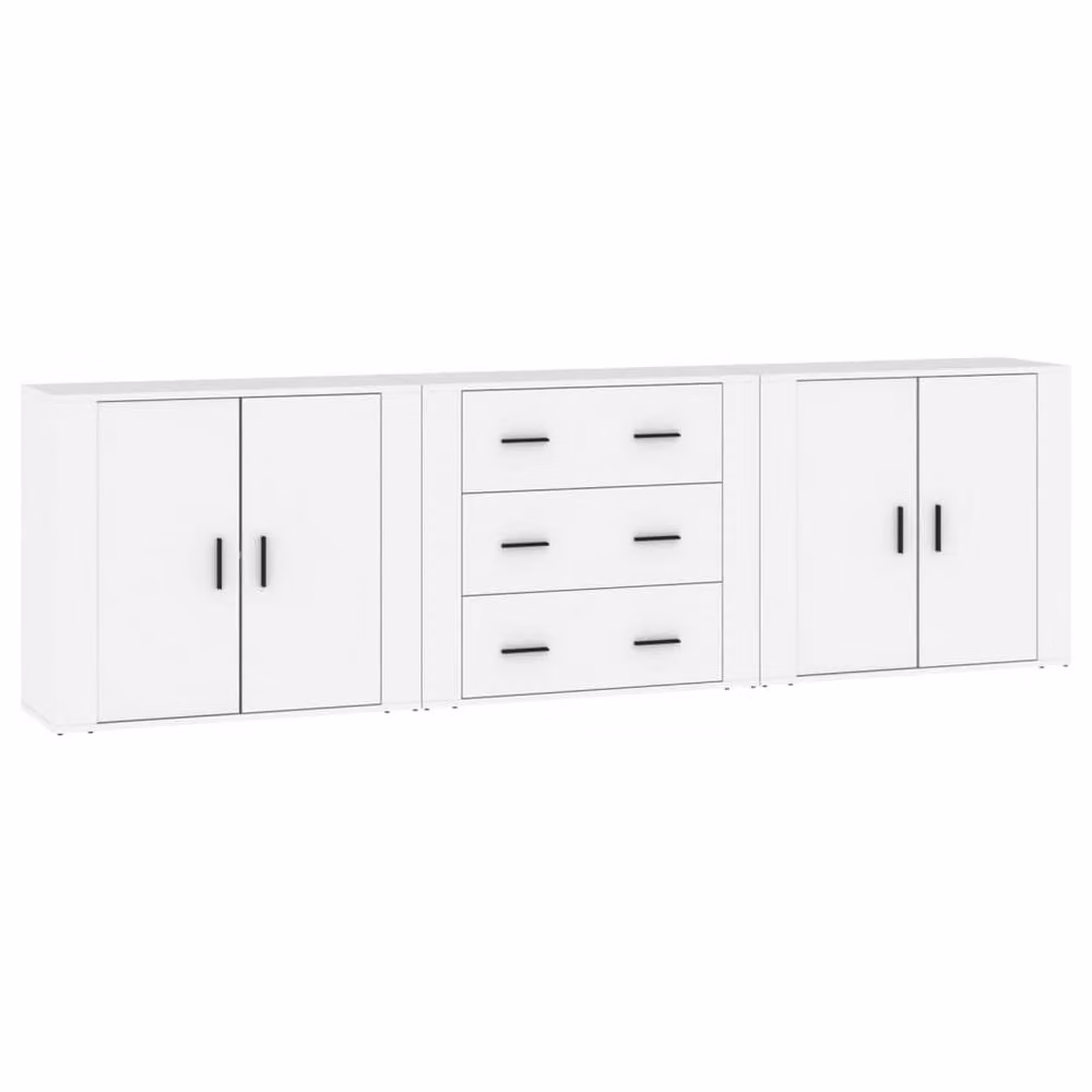 Berkfield Home 3-Piece Modern Sideboard Set in White Matt MDF, W/D/H: 70 x 33 x 33 cm – 2