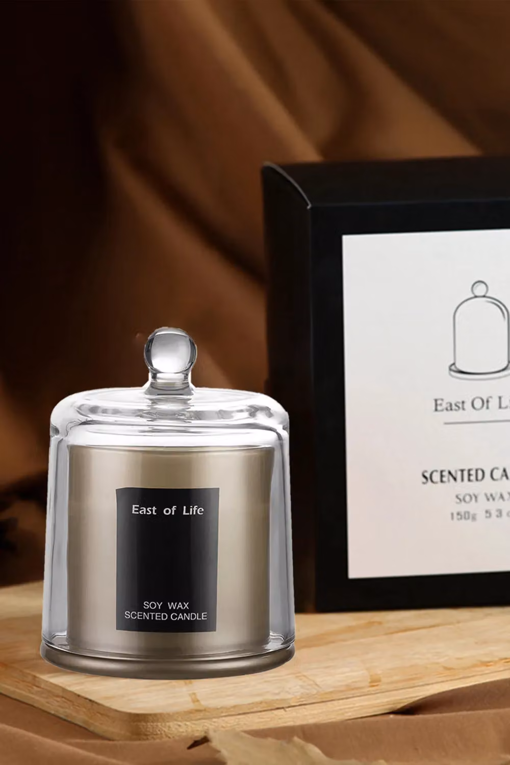 Living and Home Lychee and White Tea Scented Soy Wax Bell Jar Candle in Grey – 3